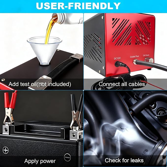 Automotive Smoke Machine, Red | Built-in Air Pump, Pressure Gauge, Professional Smoke Leak Detector, For Vacuum, Fuel, EVAP and Other Cars System