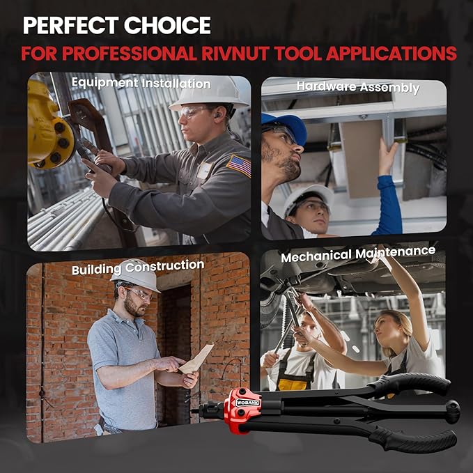 Rivet Nut Tool, 16" Heavy Duty Rivnut Tool Kit with 12PCS Metric/SAE Mandrels, 230PCS Rivet Nuts, Wrench, Gloves and Carrying Case, Auto Release Nut Design for Automotive, Construction & DIY