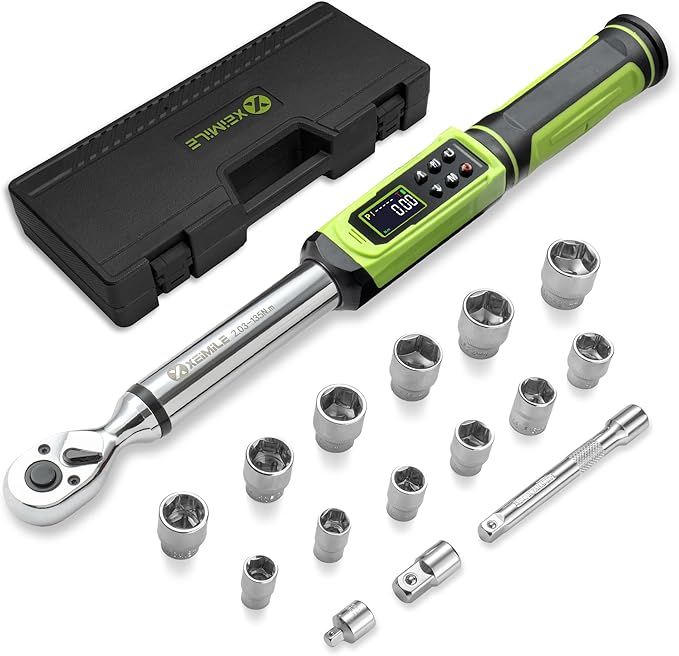 3/8" Digital Torque Wrench-1.5-99.6Ft.Lb for Car Motorcycle Repair | Electronic Torque Wrench 3/8 Drive(2-135N.m),Vibration Buzzer LED Indicator,±2% Accuracy Five Units for Bike Tire Auto Repair