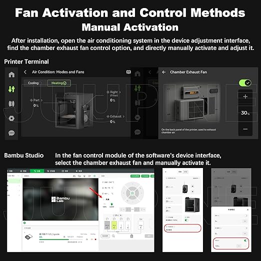Original Bamboo P2S External Exhaust Fan + Replacement HEPA+Activated Carbon P2S Filter –P2S External Exhaust Fan kit Smart Auto Mode, Reduces UFPs, VOCs & Odors Upgrade P2S Air Filter System