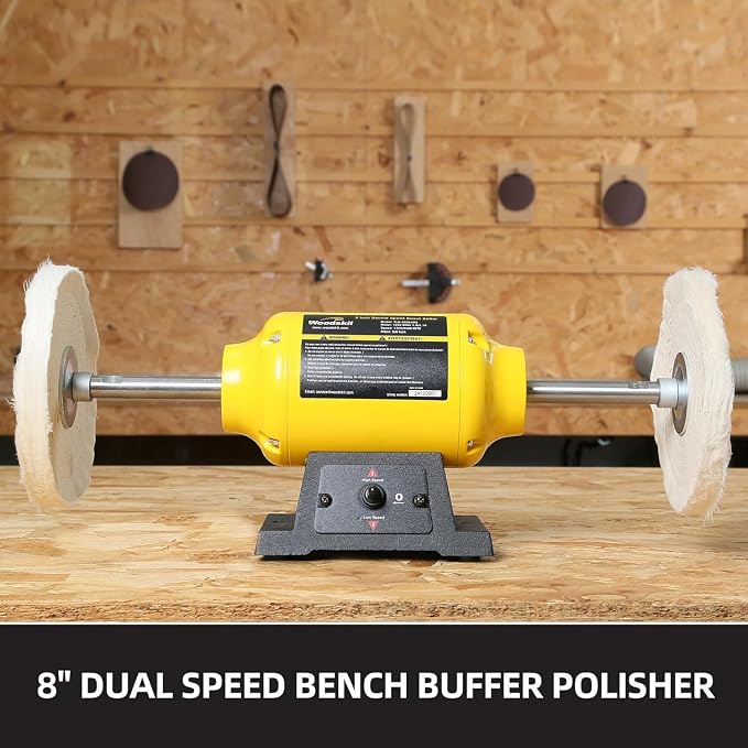 Dual Speed Bench Buffer Polisher 1.8/3.1A, 8 inch Jewelry Buffer Polisher Machine, 1725/3450 RPM Power Bench Polisher with 2 cotton Wheels for Jewelry, Metal, Wood, Jade, Knife, Plastic