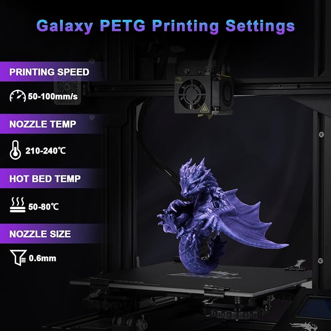 YOUSU 3D Printer Filament Galaxy PETG Filament 1.75mm +/- 0.02mm,Glow in The Dark Laser Chameleon Series 3D Printing Filament Bundle,Multi Color Filament 250g X 4 Color Pack