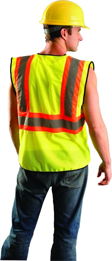 OccuNomix ANSI/ISEA 107-2020 Class 2 Type R Mesh Surveyor Vest - Reflective Safety Vest with Pockets, Dual Sizes (S/M-4X/5X)