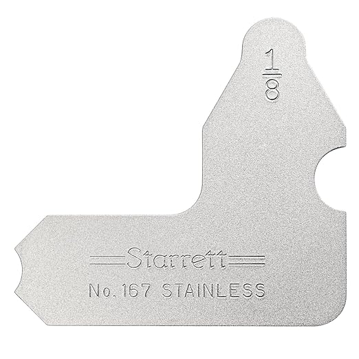 Starrett Individual Radius Gage for Both Convex and Concave Radii - Ideal for Carpenters and Constructions - Stainless Steel, 1/8" Radius Gage, Inch Reading - 167-1/8