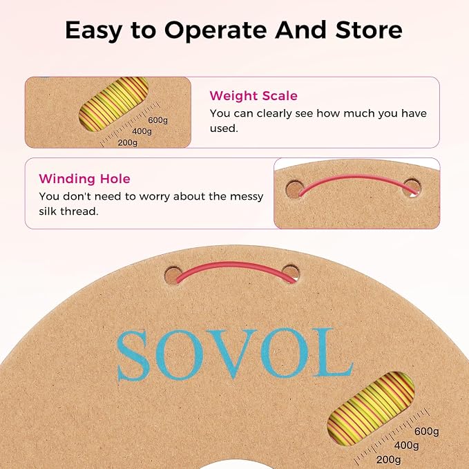 Sovol Silk PLA Filament 6KG Kit, Silk Tri Color & Dual Color Co-Extrusion PLA Materials, Shiny Multicolored Fast Change Rainbow 3D Printer Filament, 1.75mm 1kg/ 2.2lbs +/-0.03mm