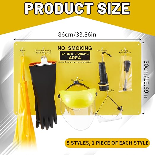 7 Pcs Complete Forklift Battery Protective Handling PPE Kit, PPE Equipment for Lift Battery Water Handling, Propane Tasks, Warehouse Safety Gear Storage