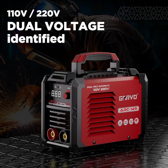GARVO 110V/220V Dual Voltage Portable Welding Machine,145Amp ARC Welder Mini Stick welder Digital Display LCD,Hot Start,Arc Force and Anti-Stick ARC-145(ARC-145)