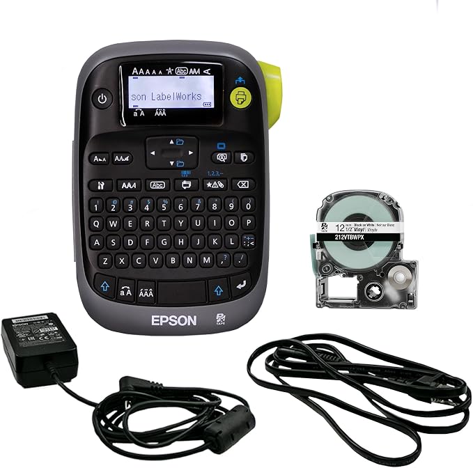 LABELWORKS Epson LW-PX300ADPT Industrial Label Maker for Office with Adapter – Sticker Labels, Magnetic Label Compatible, Only Uses 203 and 205 Shrink Tubes, Label Printer & Adapter