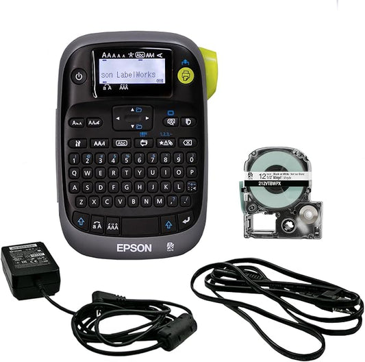 LABELWORKS Epson LW-PX300ADPT Industrial Label Maker for Office with Adapter – Sticker Labels, Magnetic Label Compatible, Only Uses 203 and 205 Shrink Tubes, Label Printer & Adapter