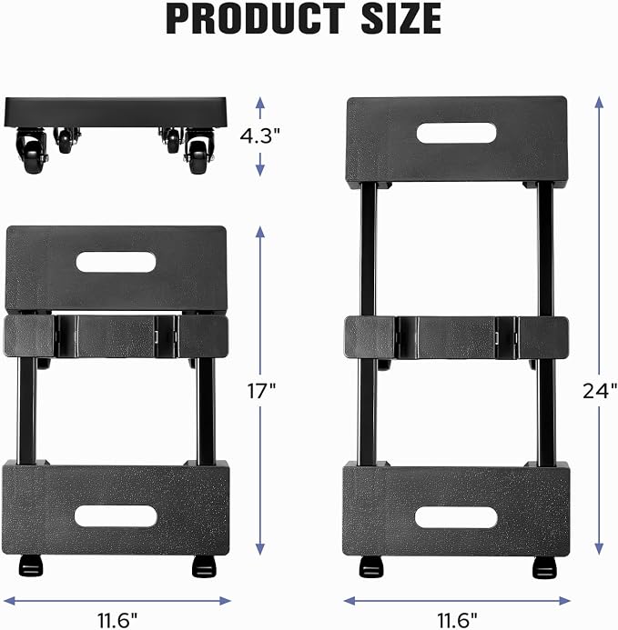 KEDSUM Furniture Dolly with 6 Swivel Casters, Expandable Moving Dolly, 24in-12in Furniture Movers with Wheels, Flat Dollies Brake Wheels, Max 800LBS Capacity, 1 Pack