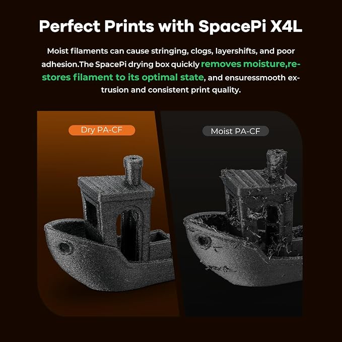 Creality Space Pi X4L Filament Dryer Box,4 Spool Capacity with Dual Independent Chambers,75°C Heating & Smart Energy-Saving Mode,Fits PLA,PETG,ABS,TPU,PA,etc | Solve Moisture,Clogs & Stringing