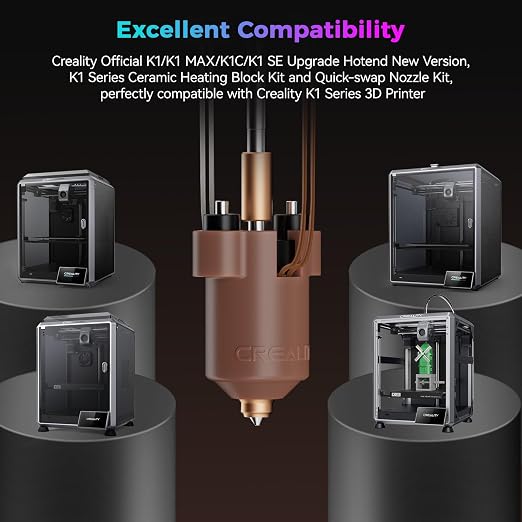 Creality Official K1/K1 MAX/K1C/K1 SE Upgrade Hotend New Version, K1C Ceramic Heating Block Kit, Support 300°C High Temperature and 600mm/s Fast Speed Printing, for Creality K1 Series 3D Printer
