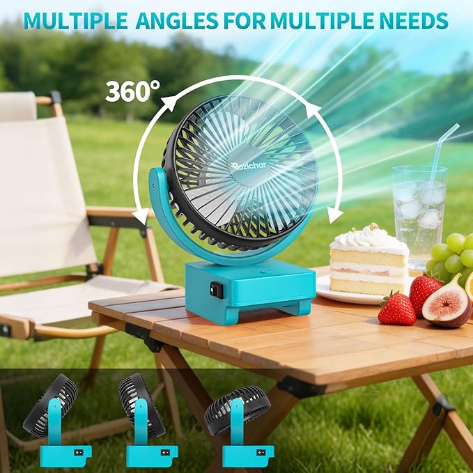 Rozlchar Portable Cordless Fan Compatible For Makita 18V Battery, Work for BL1860 BL1850 BL1840 BL1830, Jobsite Fan With USB A+C Fast Charging For Camping Workshop and Construction Site(No Battery)