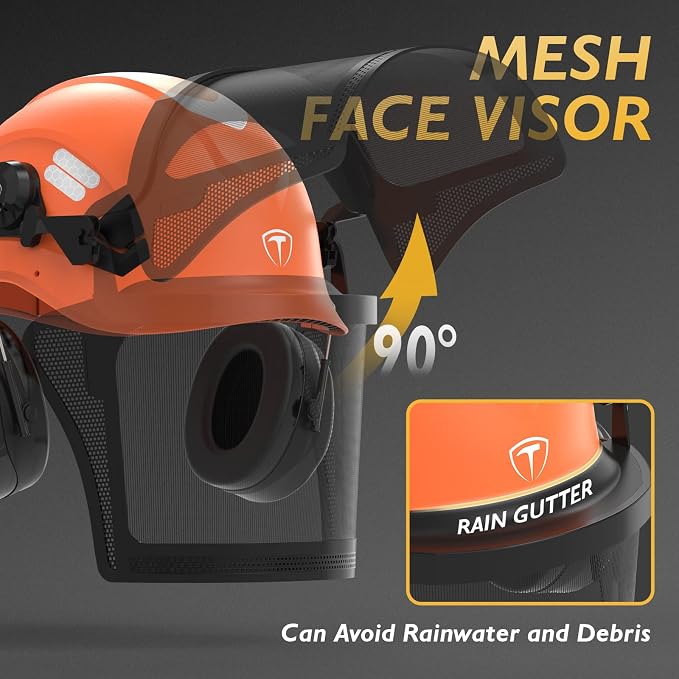 TOOLIOM Chainsaw Helmet with Face Shield and Ear Muffs, Forestry Safety Helmet, ANSI Z89.1 Certified Arborist Helmet, Chainsaw Safety Equipment (with Anti-Fog Goggles)