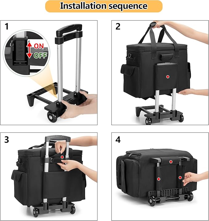 Trunab Rolling Scrapbook Tote with Expandable File Pocket, Large Craft Organizer and Storage Bag with Detachable Trolley for Scrapbooking Supplies and Art Tools (Patented Design)