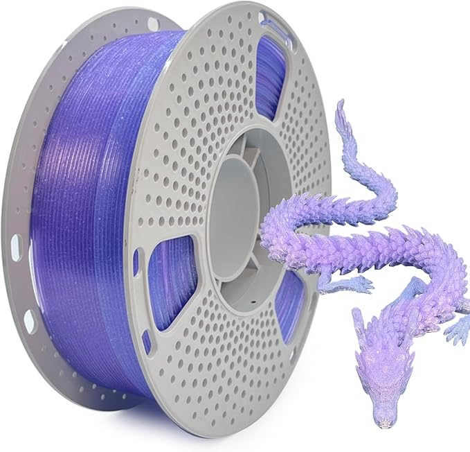 PLA Filament 1.75mm, 1kg Spool, ±0.02mm Accuracy, Smooth Printing & Low Warping 3D Printing Material for Most FDM 3D Printers(Crystal Clear Jelly)