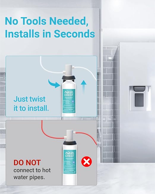AQUA CREST F-1000 Water Filter, Replacement for InSinkErator® F-1000 Water Filter, F-2000, AquaPure AP Easy C-Complete, Reduces Chlorine, Bad Taste & Odor, NSF/ANSI 42 Certified, 2 Pack