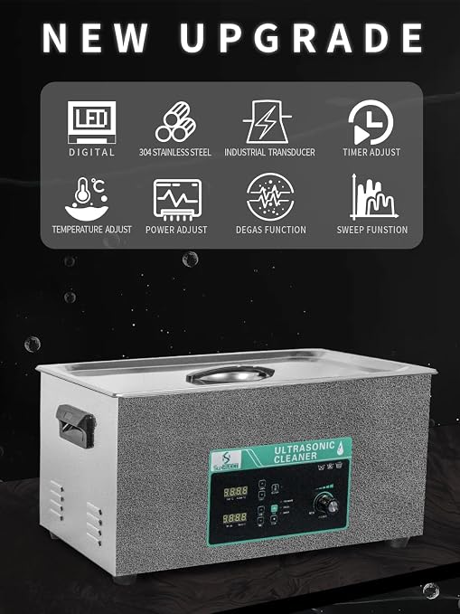 Ultrasonic Cleaner 20L with Adjustable Power & Sweep, 480W Ultrasonic Carburetor Cleaner, Digital Timer and Heater, Heavy-Duty Parts Cleaner for Industrial, Motorcycle, and Hardware Tools | Professional for Cleaning Carburetor, Metal Engine Parts, Gun,...