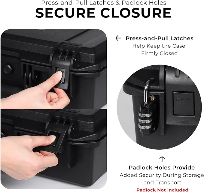 IP67 Waterproof Camera Hard Case with Custom Foam, 16", Black | Built for Photographers, Drone Pilots and Creators; Fits Cameras, Lenses, Drones, Audio Gear and Electronics for Field Use