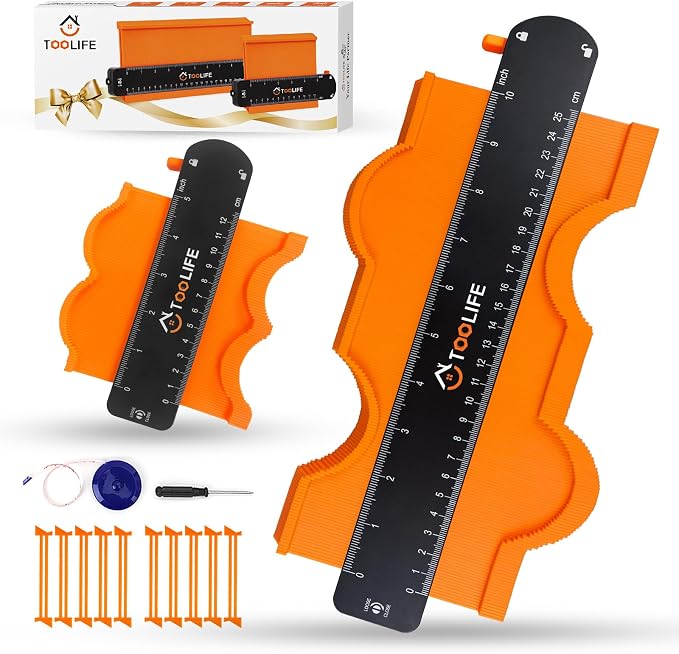 TOOLIFE Contour Gauge with Lock, Profile Duplicator Tool for Flooring, Tile & Woodworking, Shape Outline Gauge for Irregular Shapes, Father’s Day Gifts for Dad Men Husband