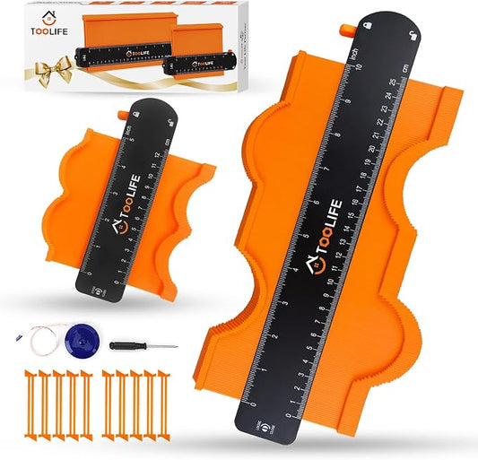 TOOLIFE Contour Gauge with Lock, Profile Duplicator Tool for Flooring, Tile & Woodworking, Shape Outline Gauge for Irregular Shapes, Father’s Day Gifts for Dad Men Husband