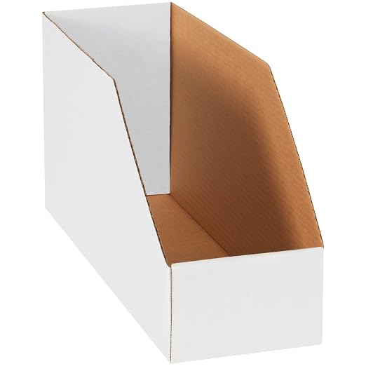Partners Brand PBINJ61810 Jumbo Open Top Bin Boxes, 6" x 18" x 10", Oyster White (Pack of 25)