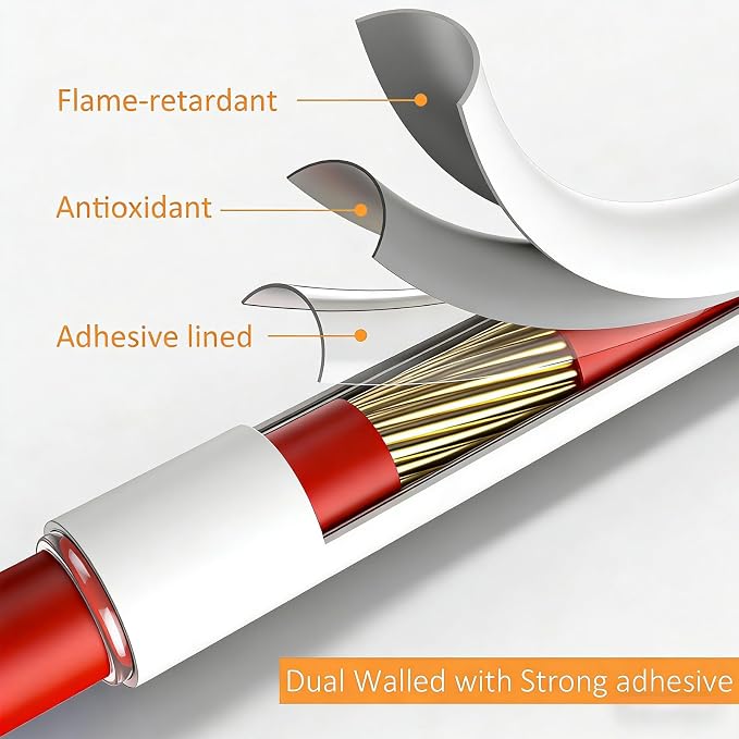 Heat Shrink Tubing Kit 355pcs - 3:1 Adhesive Lined - Electrical Waterproof Industrial Heat Shrink Terminal Connectors - Marine Grade Wire Connector Shrink Wrap Tube - 3.15" Length - White