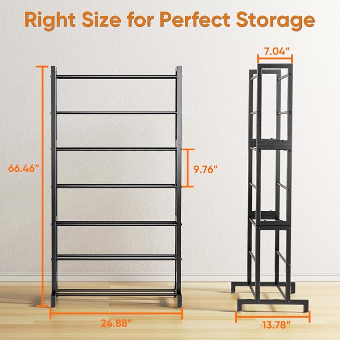 POKIPO 3D Printer Filament Storage Rack 7-Tier, Heavy Duty Large Capacity Filament Organizer Holds up to 63 Spools, Multi-Layer 3D Printing Rolls Shelf for Home, Office Workshop, School (Shelf Only)