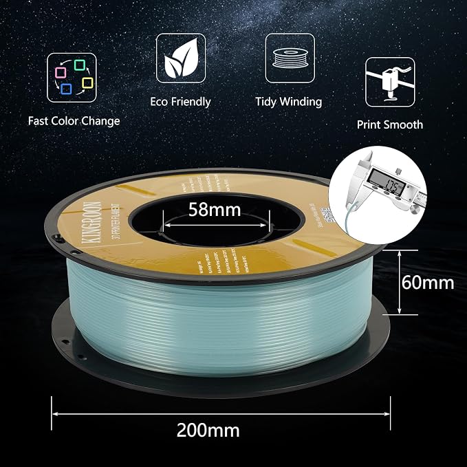 Kingroon Glow in Dark 1.75mm PLA Filament, Fit Most FDM 3D Printers, Dimensional Accuracy +/- 0.03 mm, 1kg Spool(2.2lbs), Luminous PLA 3D Printer Filament - Sky Blue