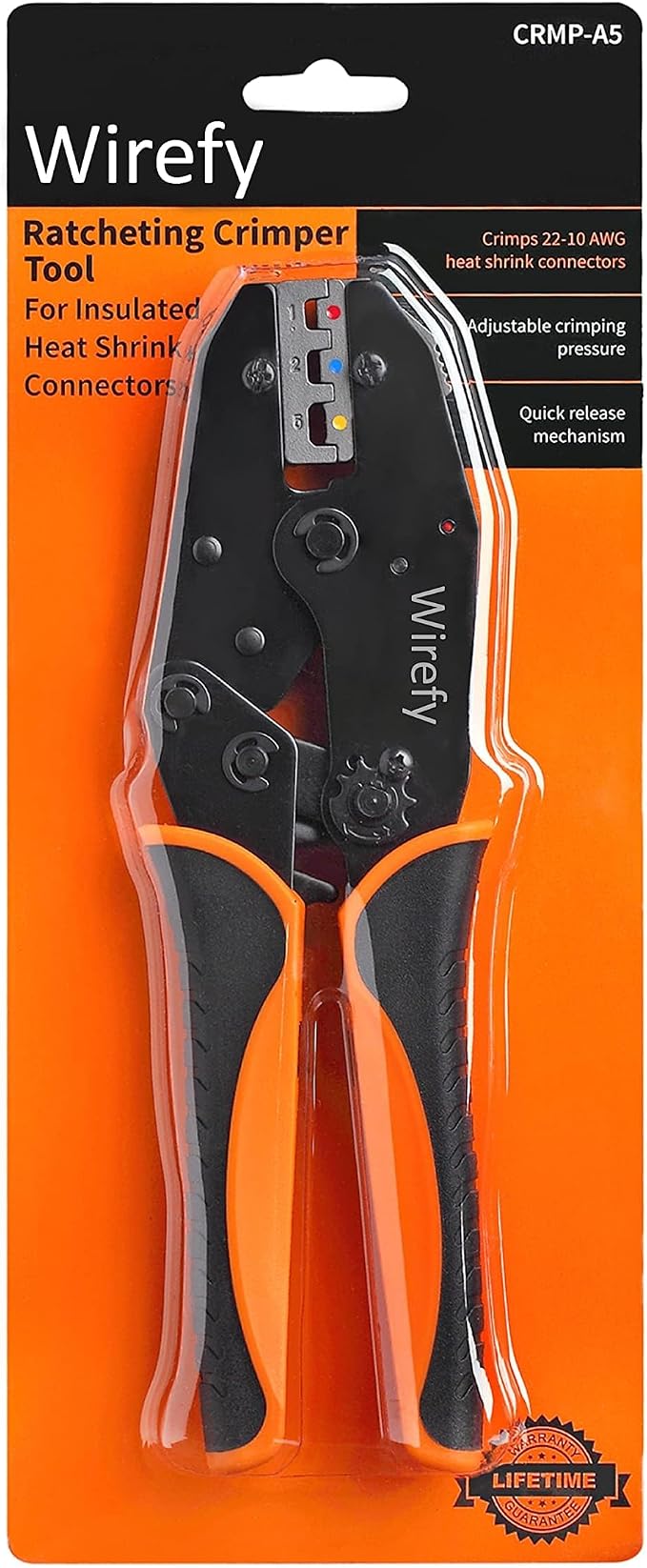 Crimping Tool for Heat Shrink Connectors - Ratcheting Wire Crimper - Crimping Pliers - Ratchet Terminal Crimper - Wire Crimp Tool by Wirefy