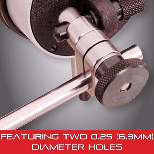 Starrett Magnetic Base Indicator Holder Snug with Dual 0.25" Holes, Silver - Compatible with 196/650/651 Series - 657S