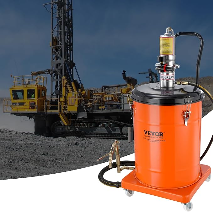VEVOR Grease Pump, 10.5 Gallon Air Grease Pump with 13 ft High Pressure Hose and Grease Gun, 40L Pneumatic Grease Pump with Wheels, Portable Lubrication Grease Pump