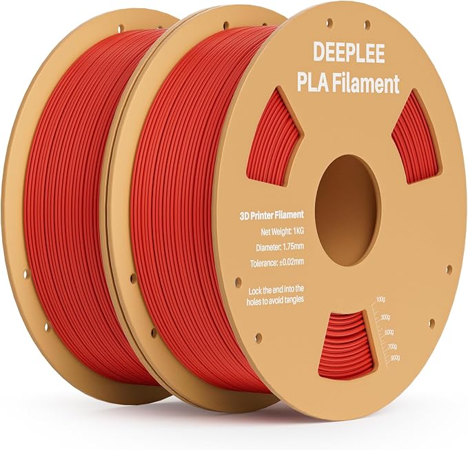 PLA 1.75mm 3D Printer Filament, Dimensional Accuracy +/- 0.02mm, Neatly Wound, No Clogging, Vacuum Package, Fits for Most FDM 3D Printers, Cardboard Spool 2kg Red