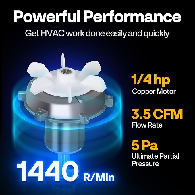 VIVOHOME 3.5 CFM 1/4 HP HVAC Vacuum Pump 110V for AC Refrigerant Systems with Oil Bottle and HVAC Manifold Gauge Set for R134a R1234yf R410a R32 with 5ft Hoses Quick Couplers