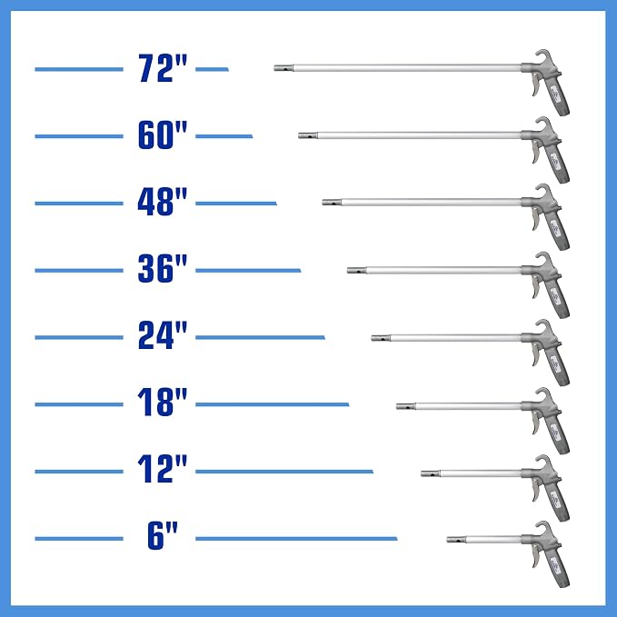 Guardair Long John Safety Air Gun with 06-Inch Aluminum Extension, High Performance OSHA Compliant Alloy Nozzle, Gray/Silver (75LJ006AA)