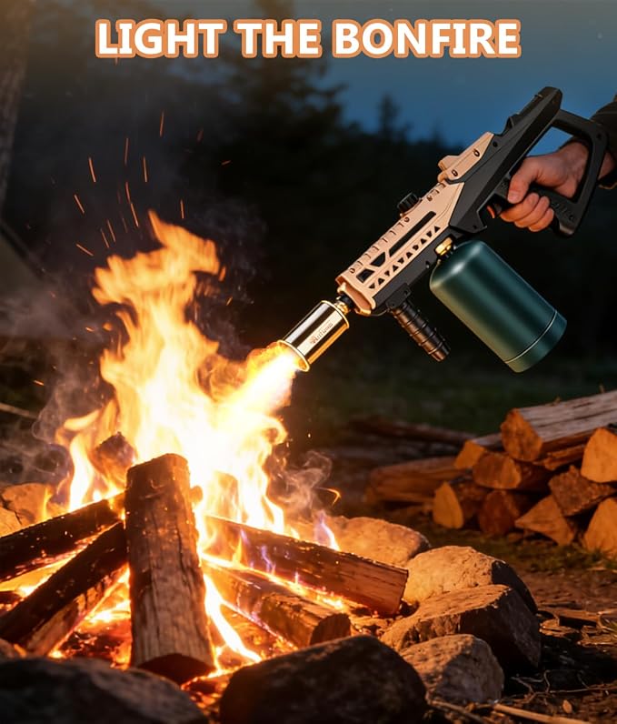 Propane Grill Torch Gun – Cooking Torch – Culinary Torch Sous Vide – Adjustable Flamethrower for BBQ, Campfire, Charcoal Wood Grills Lighter(Tank Not Included)