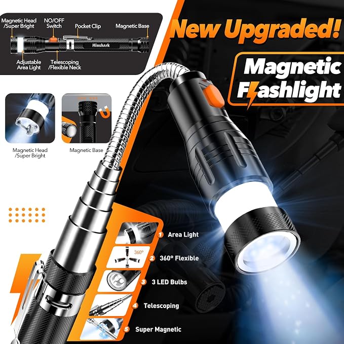 Fathers Day Gift for Husband Dad, Gifts for Men Extendable Telescoping Magnetic Pickup Tools Set, Anniversary Birthday Gift for Men Husband Him, Fathers Day Gift from Daughter Wife, Cool Gadgets Tools