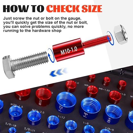 50 Pcs Standard and Metric Nut Bolt Thread Checker Kit,Inch Size Gauges Finder Tool,Detachable Screw Identifier Thread Especially for Tread Fasteners Measuring