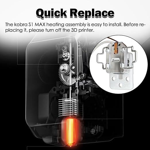 Kobra S1 Max Hotend Heating Assembly Kit Ceramic Zirconia Heat Insulation Heat Resistant Heating Component with Base Clip Thermistor Heater Cartridge for Anycubic Kobra S1 Max 3D Printer Accessories