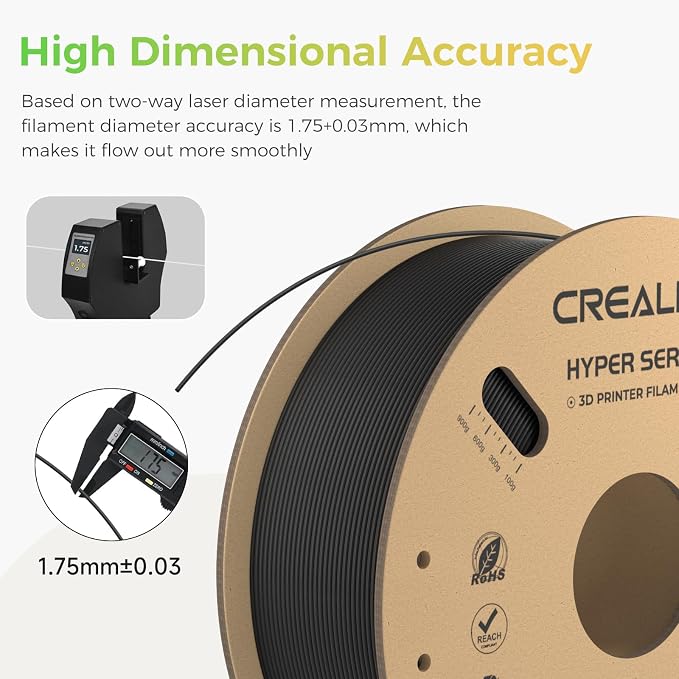 Creality Hyper PLA Filament 2KG, Up to 600mm/s High Speed 3D Printer Filament PLA 1.75mm, No-Tangling Stronger Toughness Fit Most 3D Printers