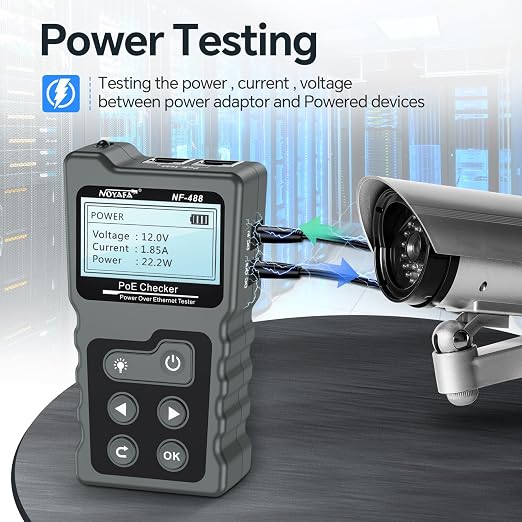 NOYAFA NF-488 POE Cable Tester for Power Over Ethernet, Network Cable Continuity Checking, Switch Loop-Back POE Detector