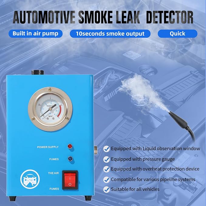 Automotive Smoke Leak Detector, Smoke Machine with Built in Air Pump Pressure Gauge, 12V DC Smoke Leak Detector, Diagnostic Leak Tester Tools for Car, EVAP, Vacuum, Fuel and More Leak Testing