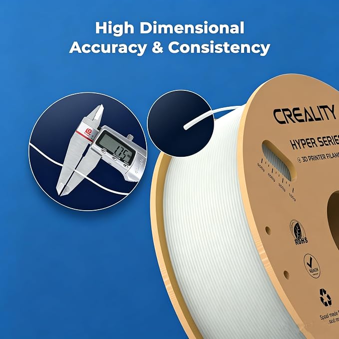 Creality Hyper PLA Filament 1.75mm 1KG(2.2lbs), High Speed PLA 30-600mm/s Rapid 3D Printer Filament, Dimensional Accuracy +/-0.02mm, Fit Most FDM 3D Printers, Yellow