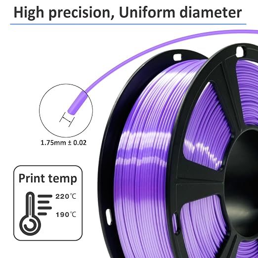 GIANTARM 3D Printer Filament, Silk Purple Pla Filament, 1Kg(2.2lbs) Spool, 1.75mm Dimension Accuracy +/- 0.03mm, 3D Printing Filament