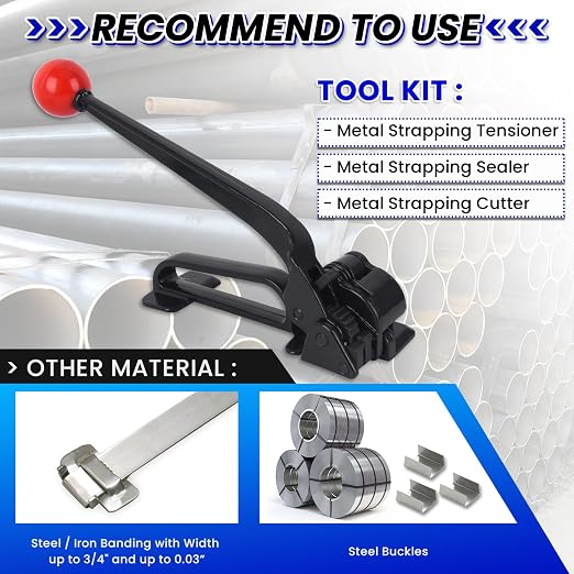 Steel Banding Tool Strapping Tensioner - Strapping Tool Feedwheel-Type Banding Tensioner for 3/4" Width Metal Banding, High-Tensile Package, Tensioning