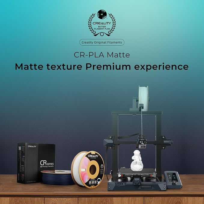 Creality PLA Matte 3D Printer Filament 1.75mm, Matte PLA 1kg Spool (2.2lbs), Dimensional Accuracy +/- 0.02 mm, Fits for Most FDM 3D Printers (Matte Grey)