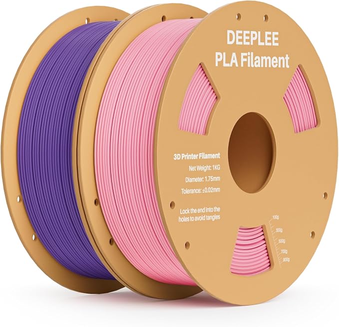PLA 1.75mm 3D Printer Filament, Dimensional Accuracy +/- 0.02mm, Neatly Wound, No Clogging, Vacuum Package, Fits for Most FDM 3D Printers, 2 Pack 1kg Pink & Purple