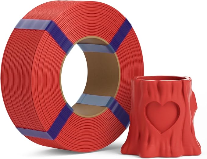 PLA Basic Refill Filament 1.75mm, No Spool 3D Printer Filament, Dimensional Accuracy +/- 0.02mm, Fits for Most FDM 3D Printers, 1KG Red