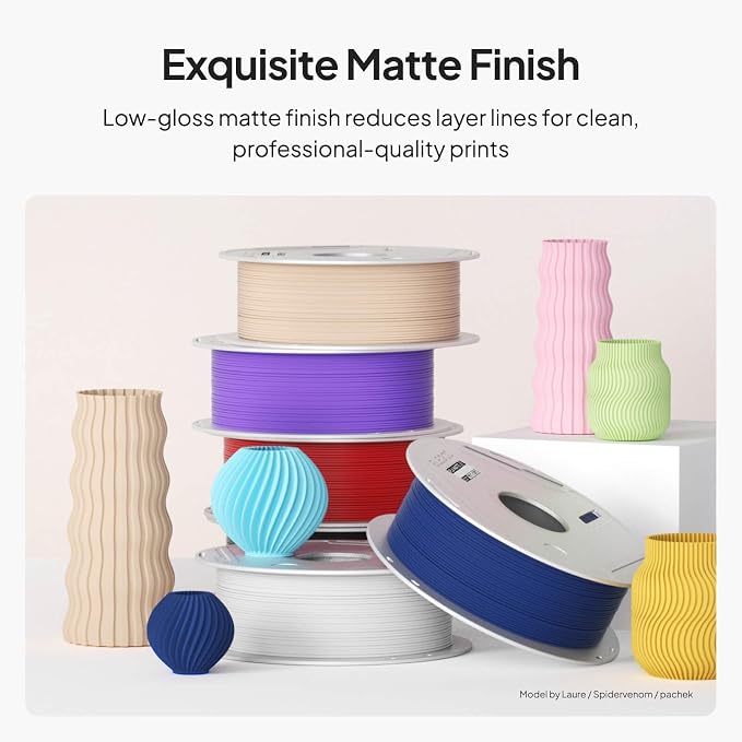 ELEGOO Matte PLA 3D Printer Filament with Reusable Spool，1.75 mm Printing Filament Cherry Blossom Pink 1 kg, Dimensional Accuracy +/- 0.02 mm, Compatible with Most 3D Printers