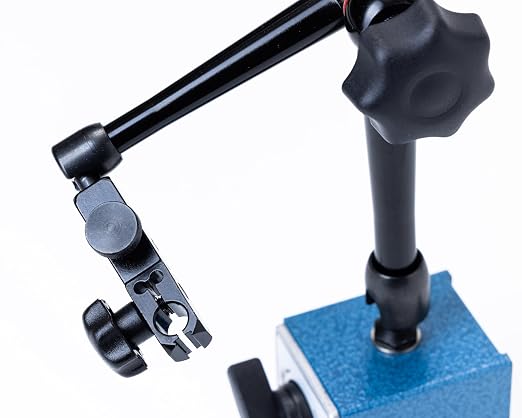 PEC Tools Universal Arm Magnetic Base with Mechanical Locking System, 176lb/80kg Holding Force, Fits 6mm & 3/8" Stems and Dovetail, Precision Adjustable Stand for Dial & Test Indicators